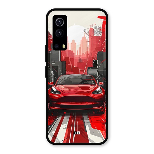 Red And Black Car Metal Back Case for iQOO Z3