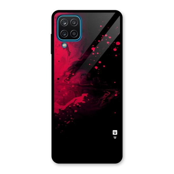 Red Black Splash Art Glass Back Case for Galaxy A12