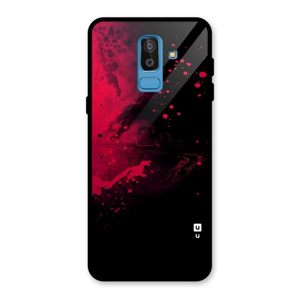 Red Black Splash Art Glass Back Case for Galaxy J8