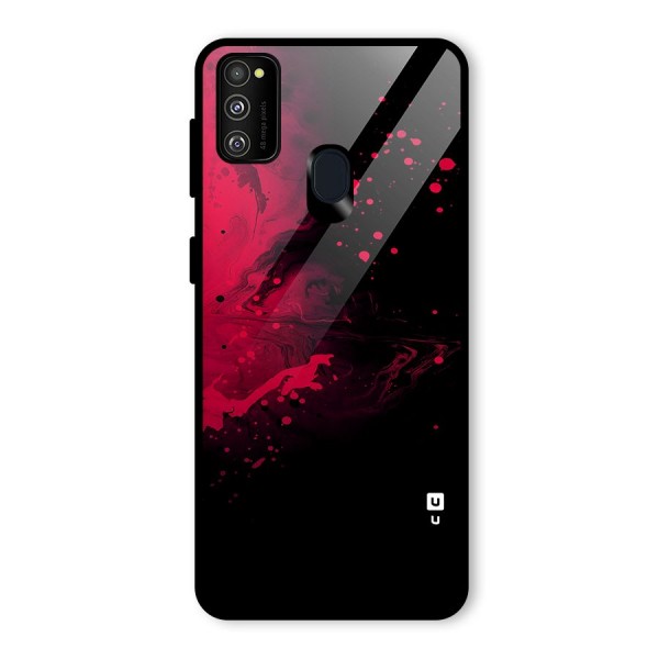 Red Black Splash Art Glass Back Case for Galaxy M21