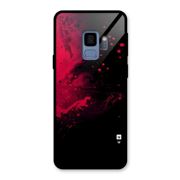 Red Black Splash Art Glass Back Case for Galaxy S9