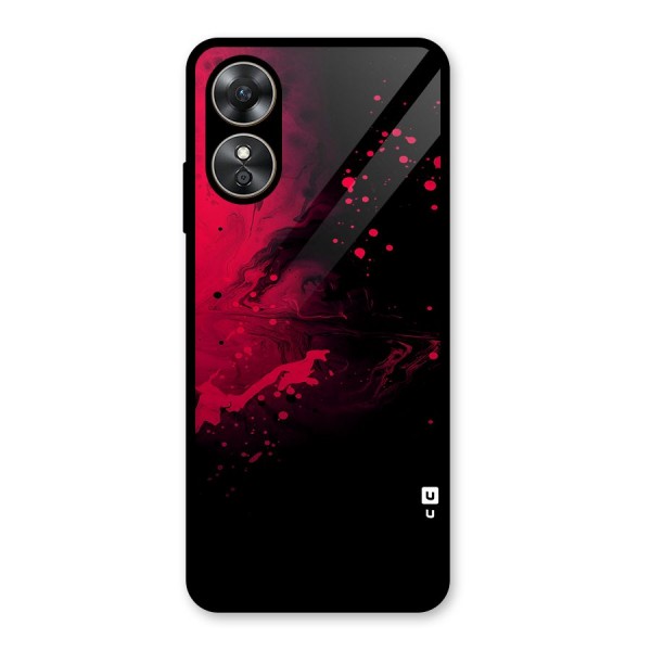 Red Black Splash Art Glass Back Case for Oppo A17