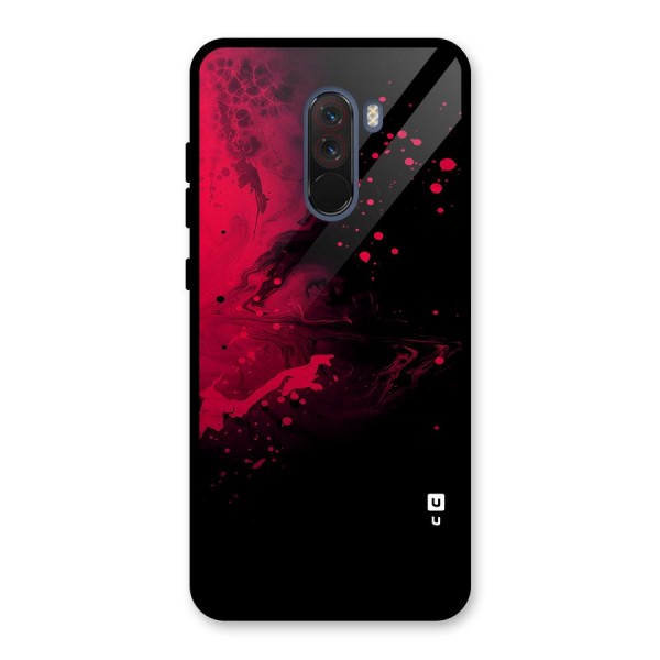 Red Black Splash Art Glass Back Case for Poco F1