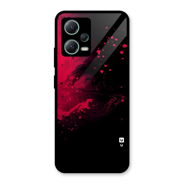 Red Black Splash Art Glass Back Case for Poco X5