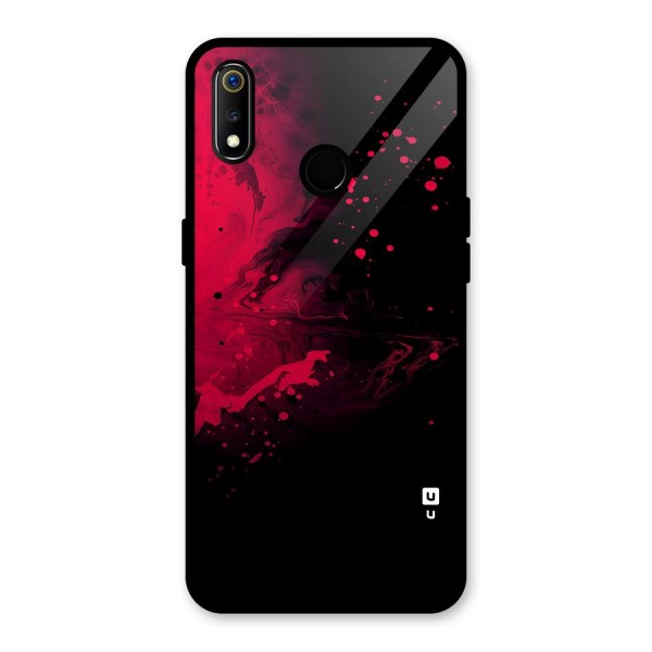 Red Black Splash Art Glass Back Case for Realme 3