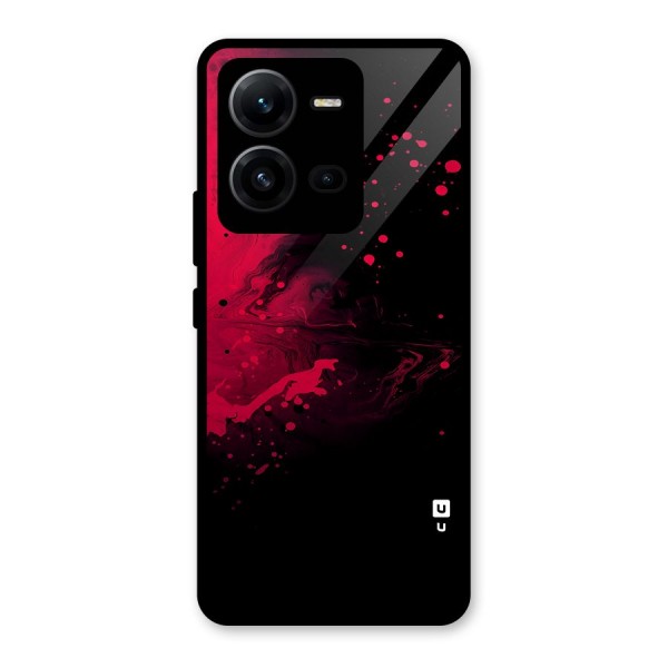 Red Black Splash Art Glass Back Case for Vivo V25