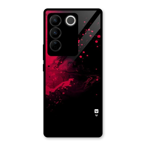 Red Black Splash Art Glass Back Case for Vivo V27