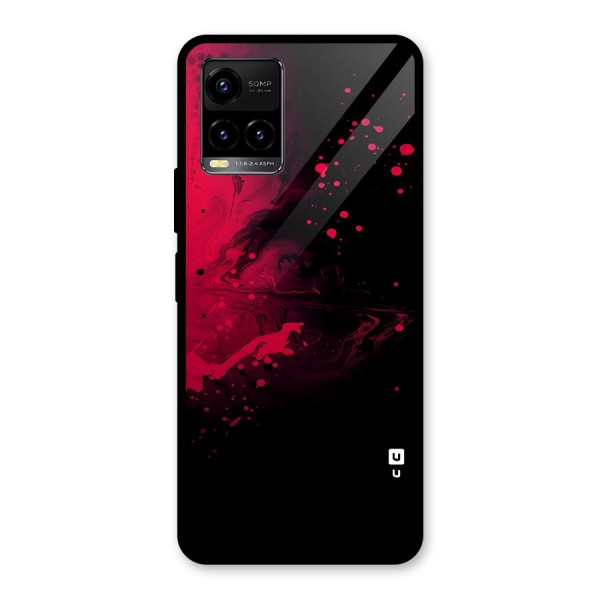 Red Black Splash Art Glass Back Case for Vivo Y21G