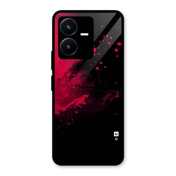 Red Black Splash Art Glass Back Case for Vivo Y22