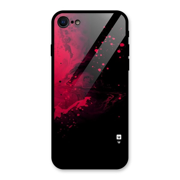 Red Black Splash Art Glass Back Case for iPhone 7