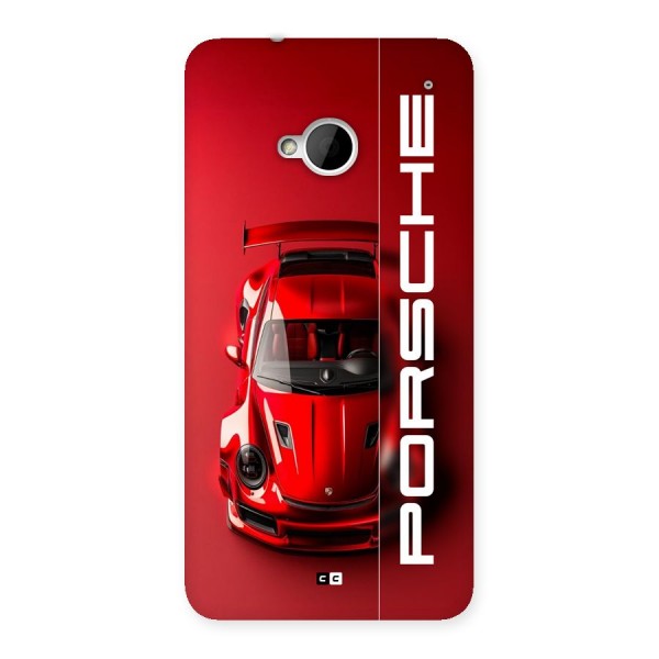 Red Porsche Back Case for One M7 (Single Sim)