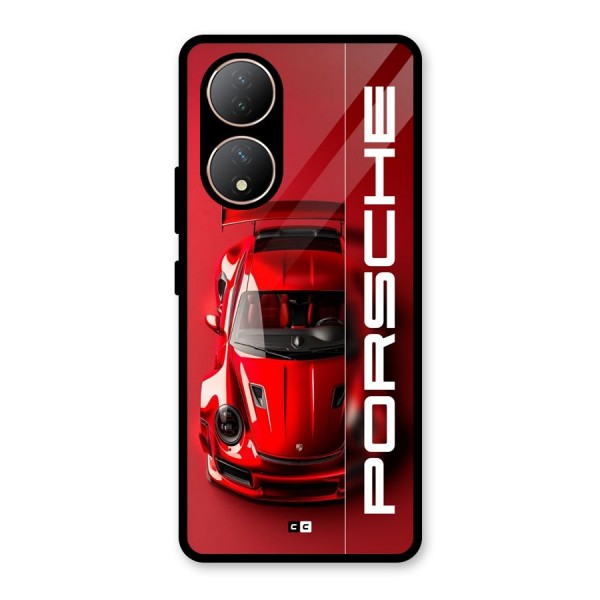 Red Porsche Glass Back Case for Vivo Y100