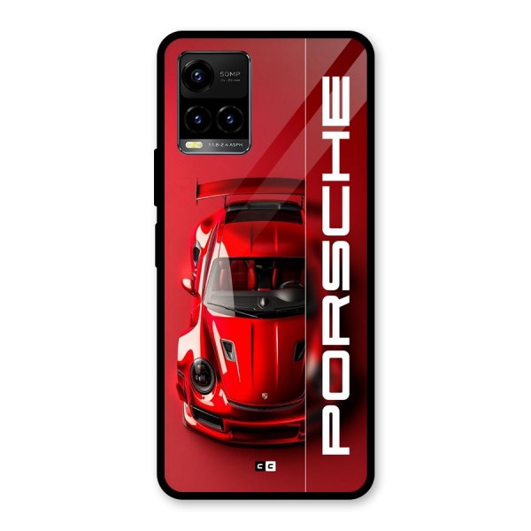 Red Porsche Glass Back Case for Vivo Y33s