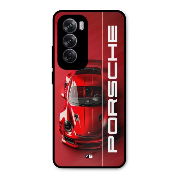 Red Porsche Metal Back Case for Oppo Reno12 Pro