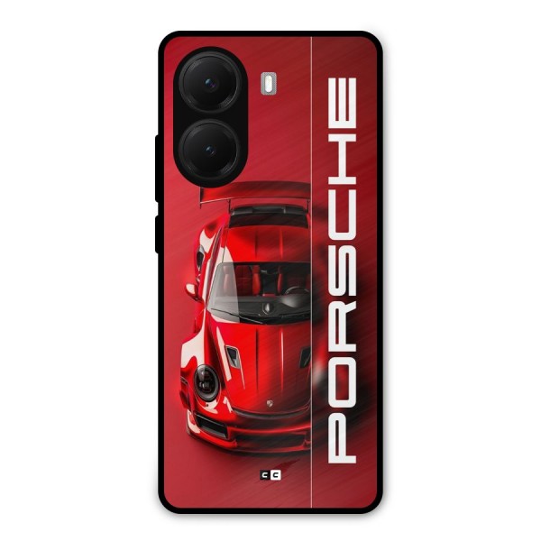 Red Porsche Metal Back Case for Poco X7 Pro