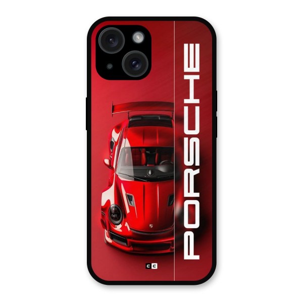 Red Porsche Metal Back Case for iPhone 15