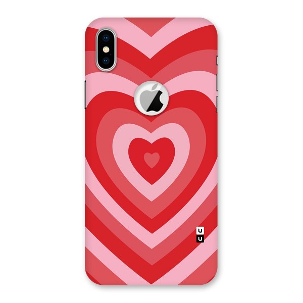 Red Retro Hearts Back Case for iPhone XS Logo Cut