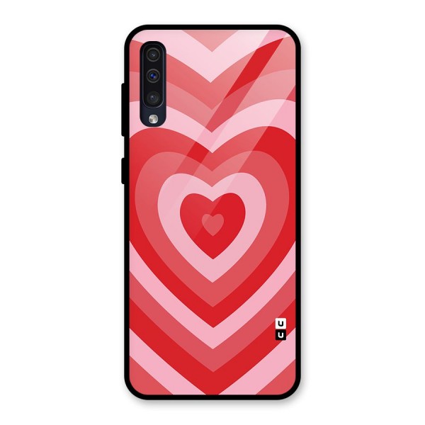 Red Retro Hearts Glass Back Case for Galaxy A50s