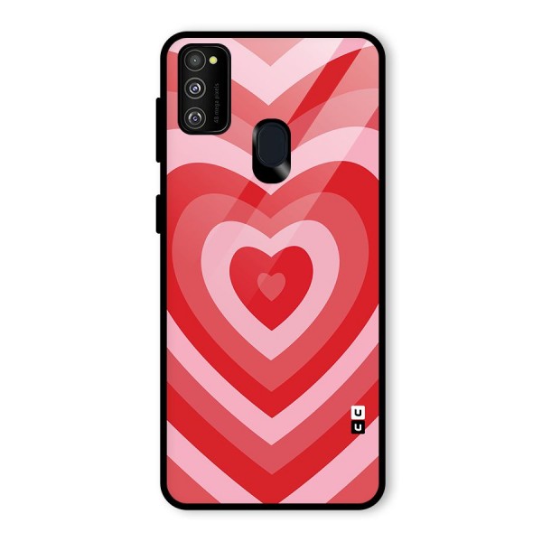 Red Retro Hearts Glass Back Case for Galaxy M21