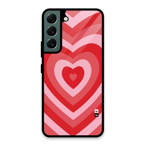 Red Retro Hearts Glass Back Case for Galaxy S22 5G