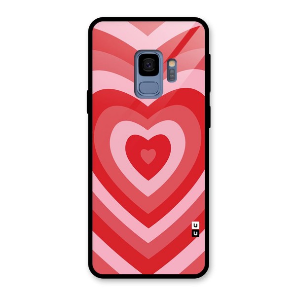 Red Retro Hearts Glass Back Case for Galaxy S9