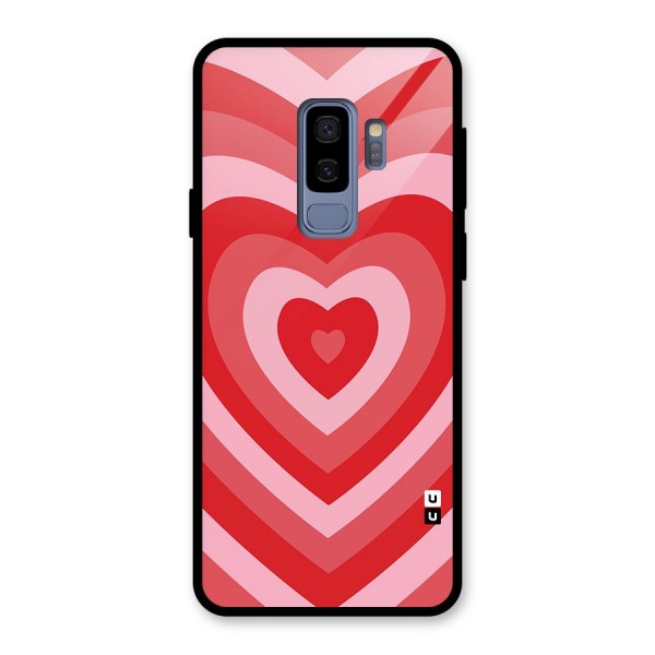 Red Retro Hearts Glass Back Case for Galaxy S9 Plus