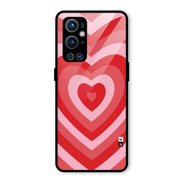 Red Retro Hearts Glass Back Case for OnePlus 9 Pro