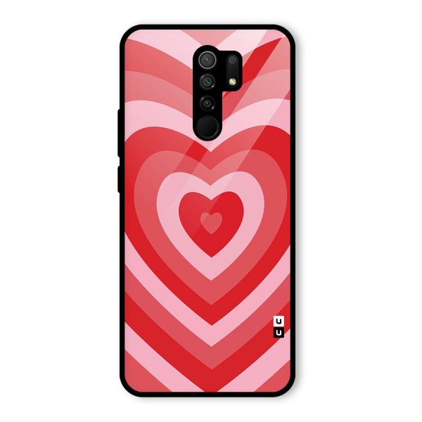 Red Retro Hearts Glass Back Case for Redmi 9 Prime