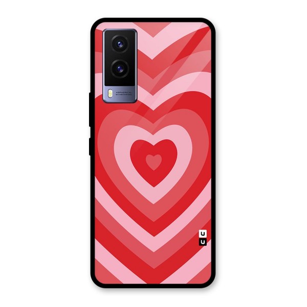 Red Retro Hearts Glass Back Case for Vivo V21e 5G