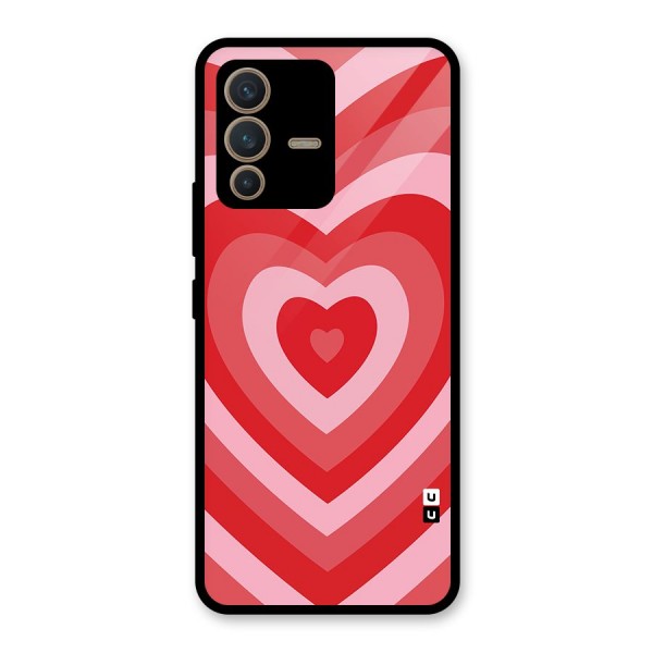 Red Retro Hearts Glass Back Case for Vivo V23 5G