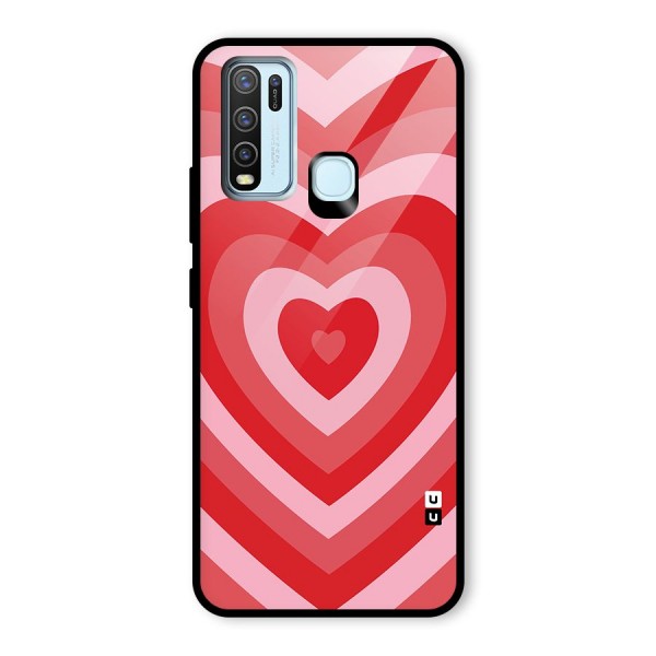 Red Retro Hearts Glass Back Case for Vivo Y30