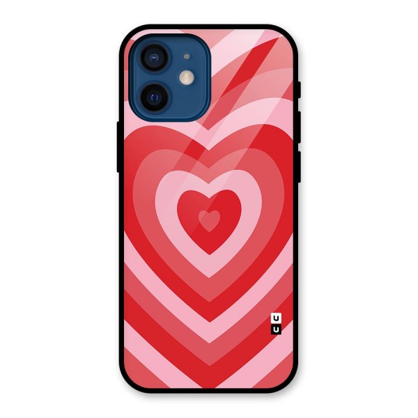 Red Retro Hearts Glass Back Case for iPhone 12 Mini