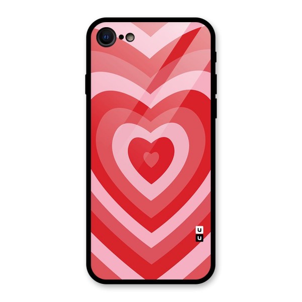 Red Retro Hearts Glass Back Case for iPhone 8