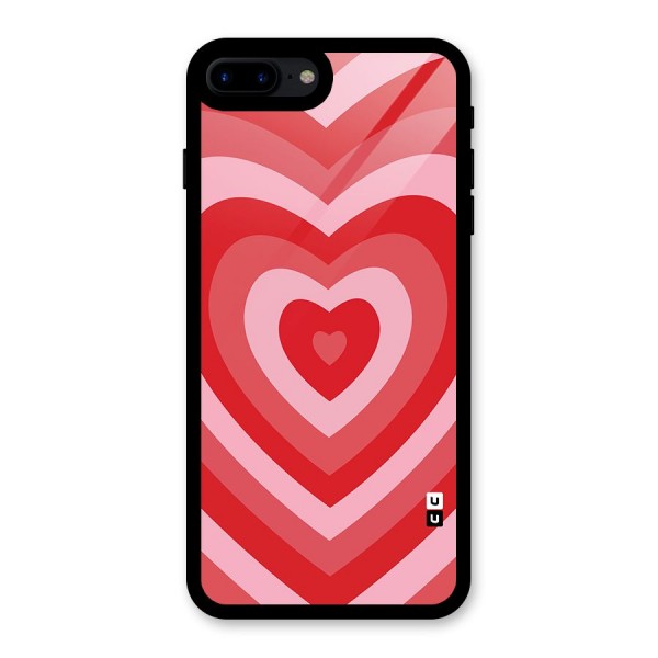 Red Retro Hearts Glass Back Case for iPhone 8 Plus