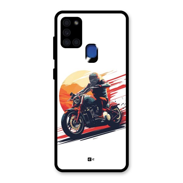 Retro Biker Glass Back Case for Galaxy A21s