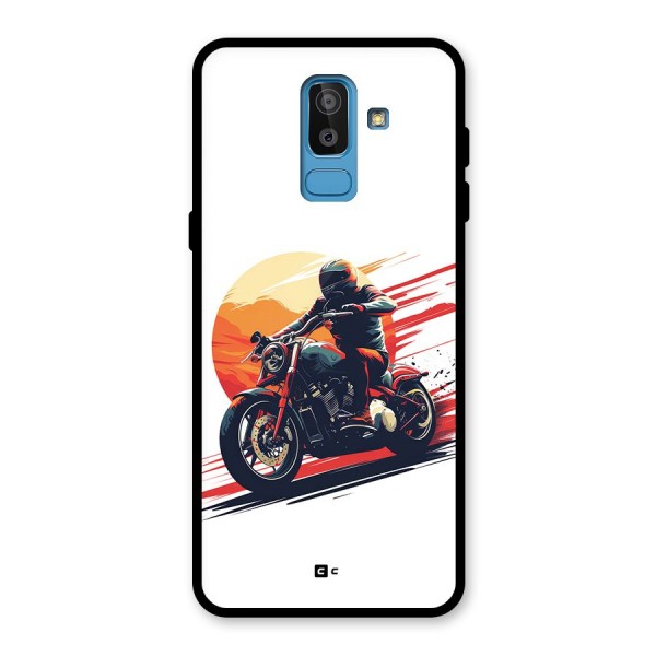 Retro Biker Glass Back Case for Galaxy J8