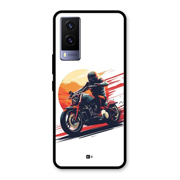 Retro Biker Glass Back Case for Vivo V21e 5G