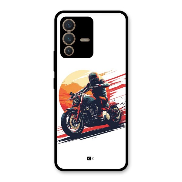 Retro Biker Glass Back Case for Vivo V23 5G