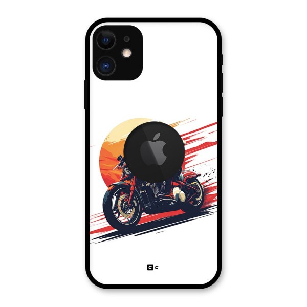 Retro Biker Glass Back Case for iPhone 11 Logo Cut