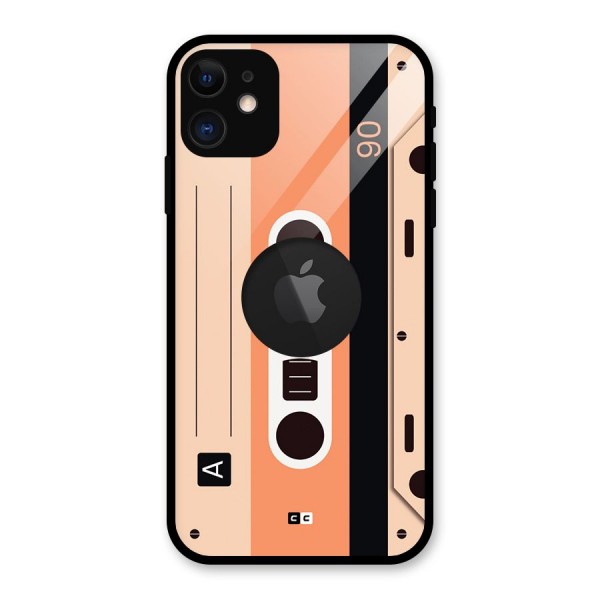 Retro Cassete Glass Back Case for iPhone 11 Logo Cut