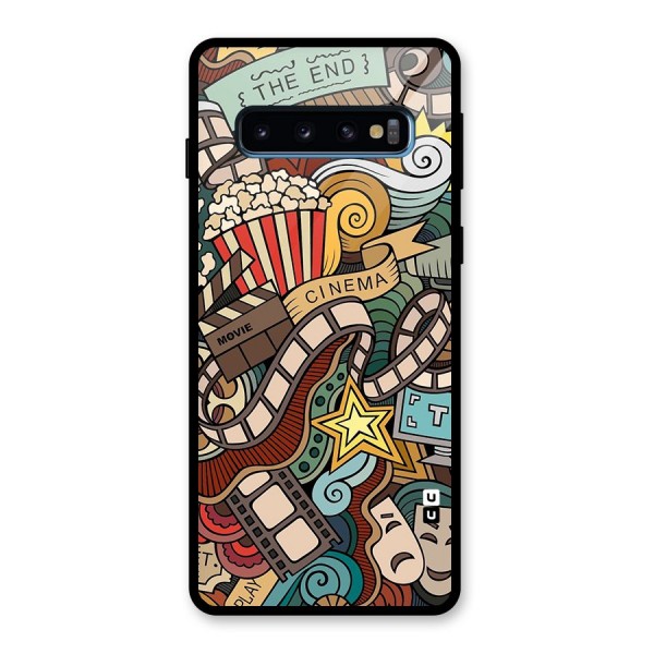 Retro Doodle Art Glass Back Case for Galaxy S10