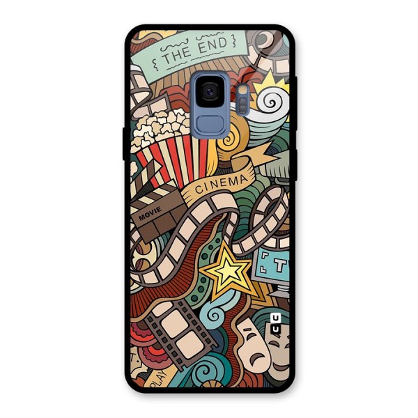 Retro Doodle Art Glass Back Case for Galaxy S9