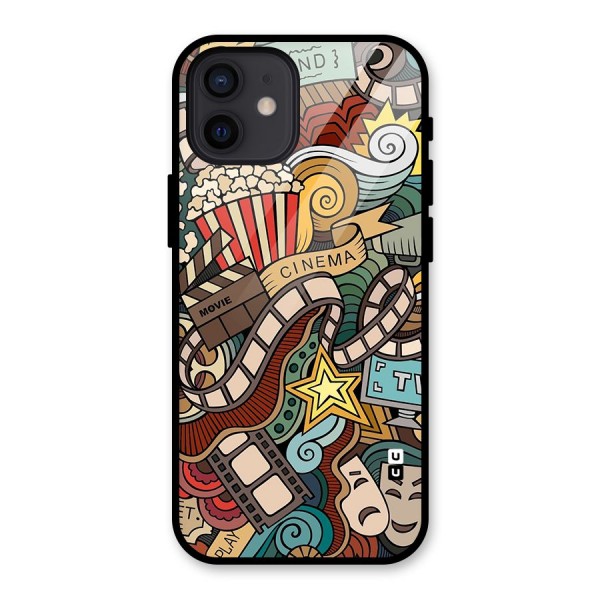 Retro Doodle Art Glass Back Case for iPhone 12