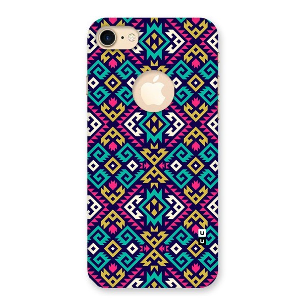 Retro Geometric Pattern Back Case for iPhone 8 Logo Cut