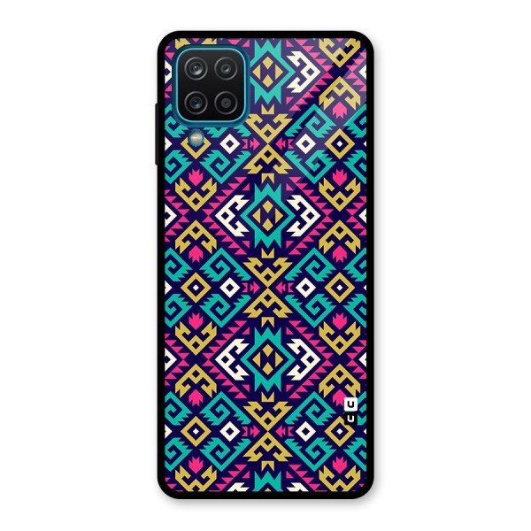 Retro Geometric Pattern Glass Back Case for Galaxy A12