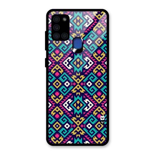 Retro Geometric Pattern Glass Back Case for Galaxy A21s