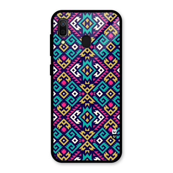 Retro Geometric Pattern Glass Back Case for Galaxy A30