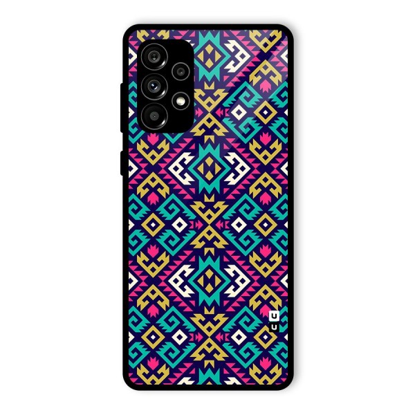 Retro Geometric Pattern Glass Back Case for Galaxy A73 5G