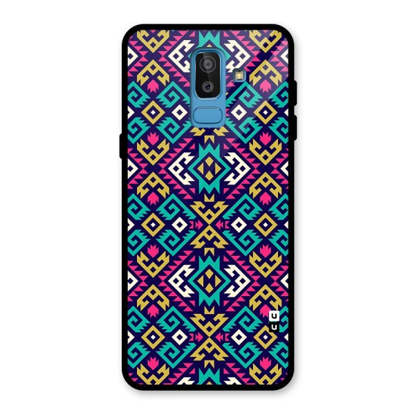 Retro Geometric Pattern Glass Back Case for Galaxy J8