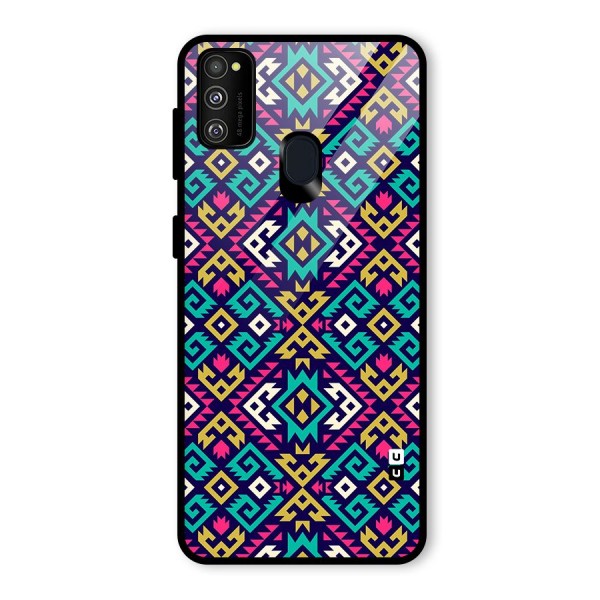 Retro Geometric Pattern Glass Back Case for Galaxy M21